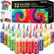 DIY Tie Dye Kits, Emooqi 32 Colours All-in-1 Tie Dye Set Contain 32 Bag Pigments, Rubber Bands, Gloves, Sealed Bag,Apron and Table Covers for Craft Arts Fabric Textile Party DIY Handmade Project